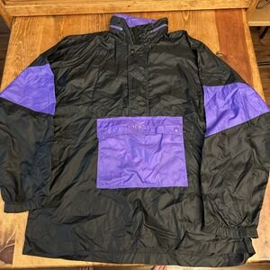 ASICS Windbreaker‎ Jacket Mens L/XL Color Block Purple Retro 80s 90s VTG FLAW